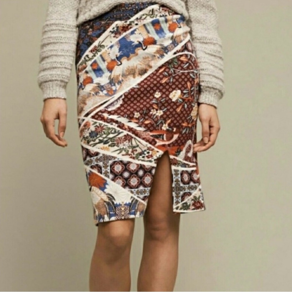Maeve Multicolor Asian Print Patchwork Pencil Ski… - image 1